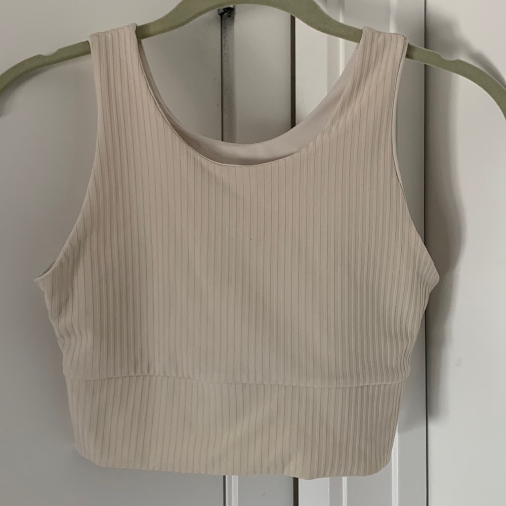 Cream ribbed crop top